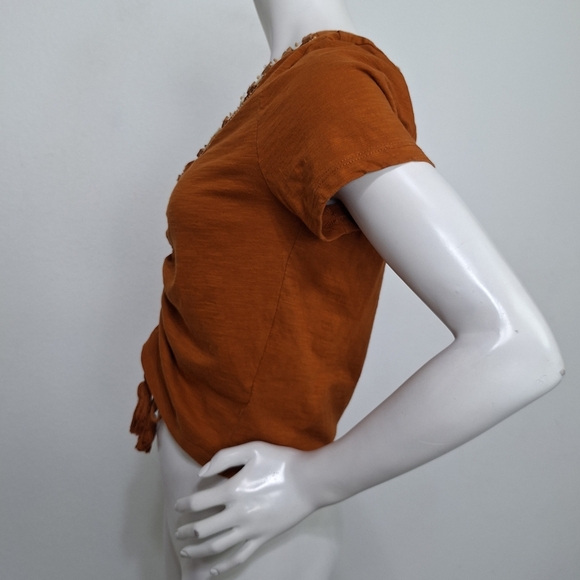 Shyanne Pecan Brown Embellished Western Equestrian Front Tie Tassel Top Size XL - Picture 7 of 12